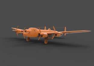avro lancaster 3d yazdır model in araç 3dexport bombacı uçak hava eski savaş nostaljik britanya askeri pervane pa474 raf ağır uk tarihi 3d print model - Mito3D