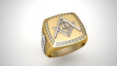 b - lettre chevalière alphabets singet signetring le diamant de l'anneau or d'argent platine zbrush des lettres 3dprintable imprimable la cnc joyau bijoux jewells gents les anneaux 3d print model - Mito3D