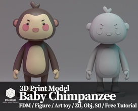 baby schimpanse frei 3d drucken modell tiere 3dexport kunst statue zahl affe 3dprint spielzeuge kind fdm zbrush 3d print model - Mito3D