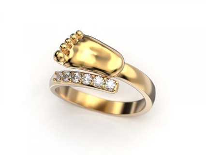 bébé pied bague anneaux femme bijoux impression 3dprinted imprimable conception bijou d'or mode or prototypage argent 3d print model - Mito3D