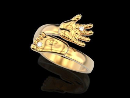 baby hand foot ring rings jewelry print 3dprinted jewellery printable design jewel golden fashion printabl printing gold prototyping silver 3d print model - Mito3D