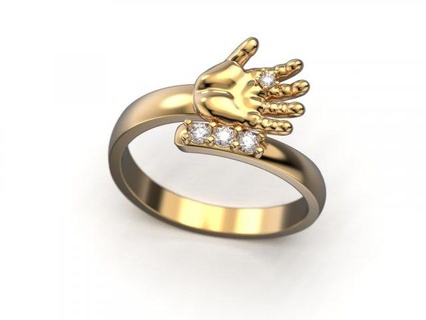 Baby Hand Ring Ringe Schmuck drucken 3dprinted druckbar Design Juwel golden Mode Drucken Gold Prototyp entwickeln Silber 3d print model - Mito3D