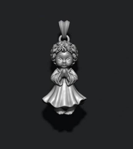 baby pendant 3d print model in pendants 3dexport angel christmas jewelry necklace silver kupidon cupidone girl boy child cherub infant toddler human character realistic kid zbrush people 3D print model - Mito3D