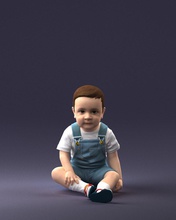 baby sitting 0618-2 3d print ready model in child 3dexport scan polygon 3dprint human male realistic posed character people miniature style fashion photochildren children 3d print model - Mito3D