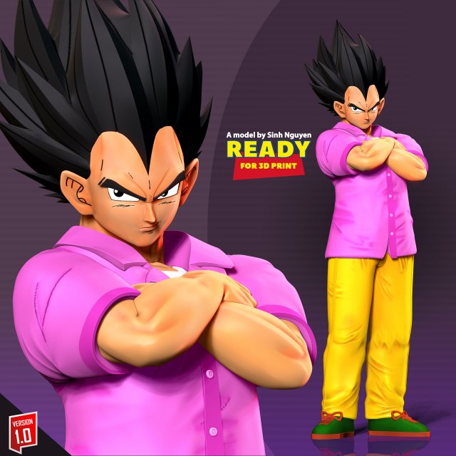 mal hombre vegeta continuar pelota arte fan esfera dragón Dragon Ball Z anime manga 3dprint 3dprinting estatua figura 3D print model - Mito3D