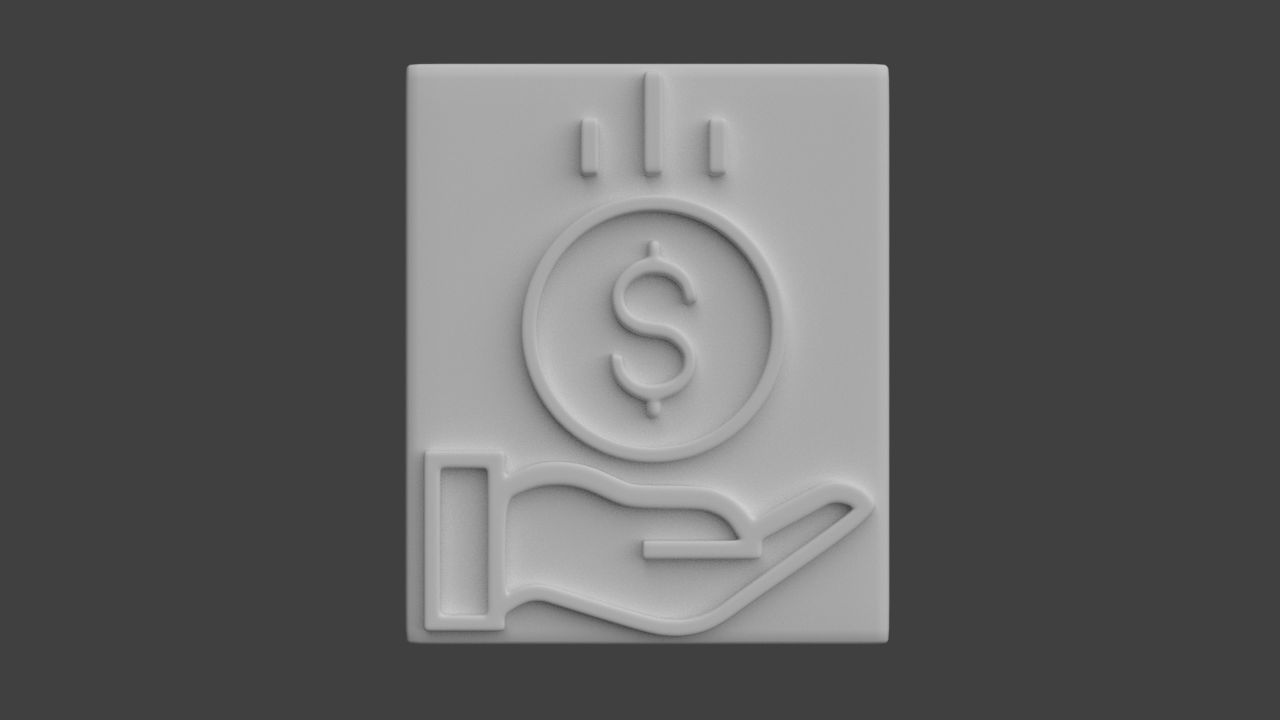 bage impressão imprimível logotipo emblema dinheiro dólar 3D print model - Mito3D