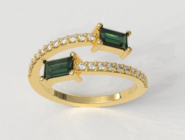 Baget değerli taş yüzük yüzükler altın takı paulorani 39 ye modaya uygun moda modern gümüş mücevher klasik açık open ring gemstone gem classic printable 3D print model - Mito3D