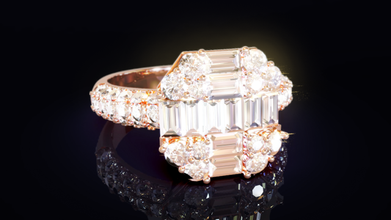 baguete noivado diamante anel joalheria jóia jóias design joias modelo baguette diamond argolas ouro prata mulheres moda 3d print model - Mito3D
