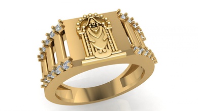 balaji anello di diamanti hanuman dio indù devine gioiello gioielli tirupati tirupatibalaji oro lusso cnc 3dprintable argento diamante i stampabile moda gemma 3d print model - Mito3D