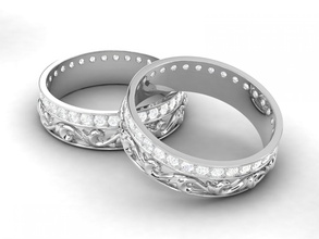 band ring diamond channel engagement wedding round obj stl print engraved pattern prototyping 3d print model - Mito3D