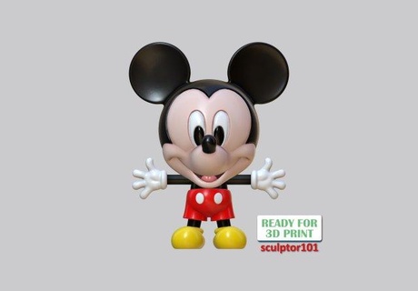 bandai Mickey ratón cápsula versión simetría pose 3d impresión modelo animales 3d print model - Mito3D