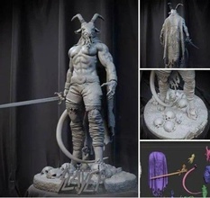 baphomet figure imprimable action Satan satanique démon Lucifer horreur glisser démoniste tueur diorama crâne épée créature sorcellerie 3d print model - Mito3D