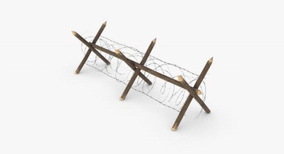 barbed wire fence wwii d-day wwi obstacle military historical trench beach german atlantikwall game-ready pbr lod low-poly 3d print model - Mito3D