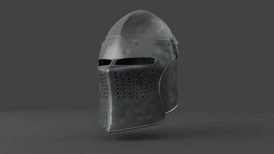 barbute helmet 3d model in 3dexport steel metallic armor iron knight middle age chain mail military crusader warrior armour helm 3d print model - Mito3D