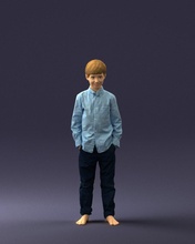 barefoot boy inpose 0104 3d print ready scan model polygon 3dprint human male realistic posed character people miniature child style fashion photochildren children 3d print model - Mito3D