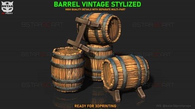 barrel vintage stylized - stand base miniature figures board games figure wargaming decoration decor tabletop tubblebase custombase toys game accessories 3d print model - Mito3D