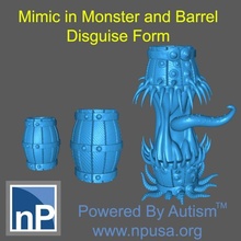 barils imiter libre 3d impression modèle in jeu accessoires 3dexport baril terrain dnd donjons dragons créature monstre polymorphe 3d print model - Mito3D
