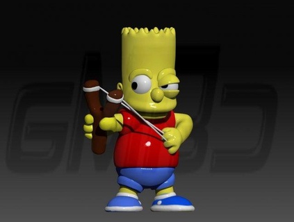 bart Simpson estilingue 3d impressão modelo criança histórias quadrinhos 90s comédia família Simpsons 3d print model - Mito3D