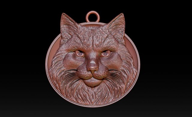 bas-relief jewelry portrait of a bust cat 3d print model in pendants 3dexport gold silver diamond bracelet earring animal armorial states coin america sign shield wood relief router art 3d print model - Mito3D