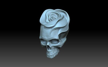 bas relief cráneo Rosa remar esqueleto flor flores figurilla pedante joyería joya 3d print model - Mito3D