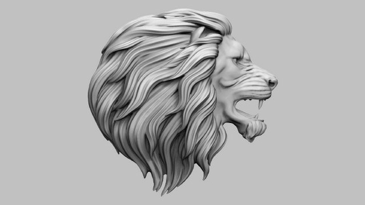 bas relief lion 3d print model in pendants 3dexport angry head hair wild giant animal nature zoo dangerous mesh africa safari king wildlife mouth art 3d print model - Mito3D