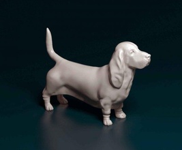 basset chien 3d impression modèle in figurines 3dexport animal stl obj imprimable 3d print model - Mito3D