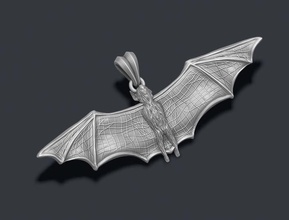 bat pendant 3d flight fly jewelry nature sculpture silver wings vampire night monster hair fur rat mouse flying blood parasite 3d print model - Mito3D