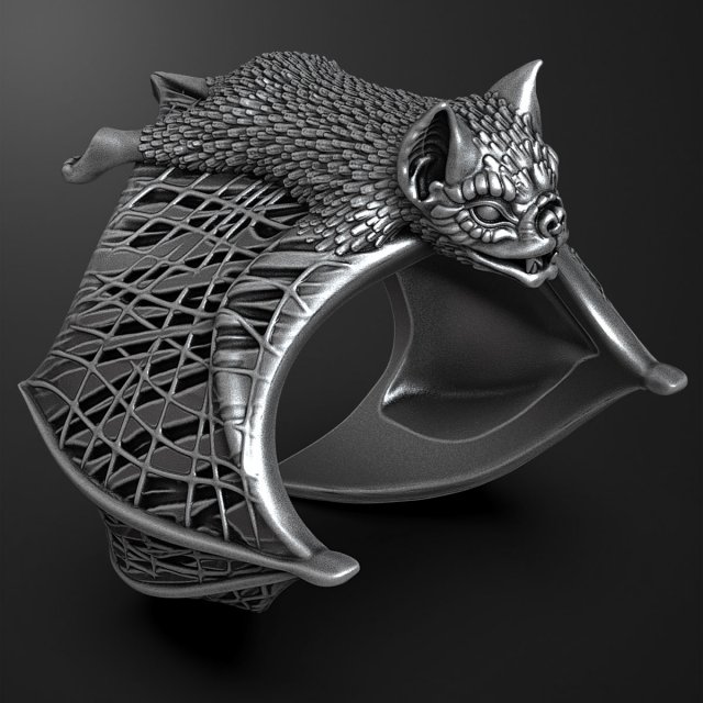 bat ring rings jewelry fashion printable silver platinum gold 3D print model - Mito3D