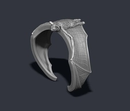 bat ring 3d flight fly jewelry nature sculpture silver wings vampire night monster hair fur rat mouse flying blood parasite 3d print model - Mito3D