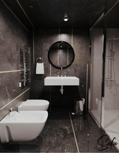 baño 3d arquitectónico interior modelo diseño miroir puerta basura lavabo grifo agua vaso lámpara mueble realista wc 3d print model - Mito3D