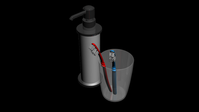 banyo accessories 1 3d model in 3dexport sıvı sabun fırça aksesuarlar ayarlamak toplamak banyolar bathroom set mimari aksesuar 3d print model - Mito3D