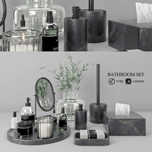 Badezimmer einstellen 20 Flasche Shampoo Zubehör Pflanze Olive dekorativ Dekor Haushalt Düfte zeitgenössisch modern Innere Design Glas Vase Kosmetika Seife Kerze 3d print model - Mito3D