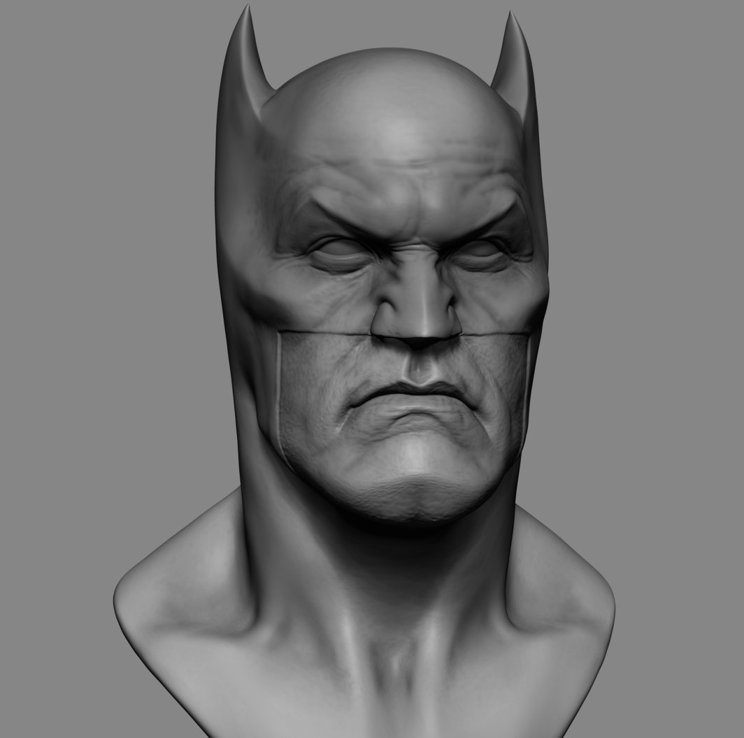 batman tête imprimable v2 de dccomics décimé obj le buste des personnages caractère personnes stl héros super-héros détaillée réaliste visage l'homme sexe masculin 3dprint zbrush 3D print model - Mito3D