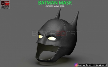 batman masque robert pattinson 2021 dc bande dessinée 3d impression modèle in jouets 3dexport casque cosplay accessoires jouet visage tête 3d print model - Mito3D