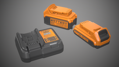 batterie mise charge gare Puissance électrique énergie chargeur lampe poche industriel garage accessoires outils travail boutique pbr 3d print model - Mito3D