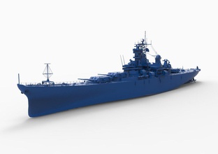 battleship mod6 3d print model in automotive 3dexport iowa class nuclear wwii navy ship boat missile frigate us war sea destroyer ww2 vessel naval 3d print model - Mito3D