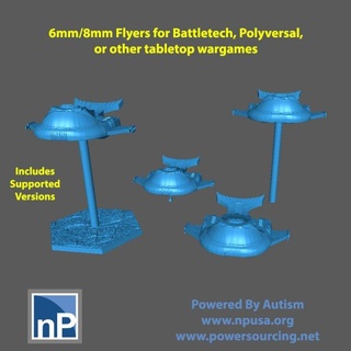battletech - polyversal 6mm-8mm flyer free 3d print model in game accessories 3dexport flyers miniatures scifi 6mm 8mm epic air support 3d print model - Mito3D