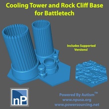 battletech buildings bases - cooling tower rock cliff base free 3d print model in game accessories 3dexport epic titanicus 6mm 8mm scifi adeptus terrain building 3d print model - Mito3D