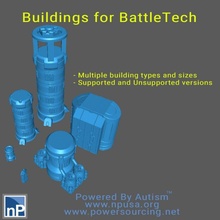 battletech buildings - set 1 free 3d print model in game accessories 3dexport epic mech mecha robot scifi building futuristic 3d print model - Mito3D