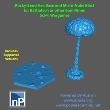Battletech texturé base micro nuke explosion libre épique polyversale 6mm 8mm Jeu table nucléaire blaster 3d print model - Mito3D