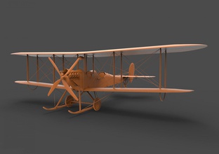 be2 la prima guerra mondiale royal aeromobili di fabbrica essere-2 basso poli piano biplano giochi militare 3d print model - Mito3D