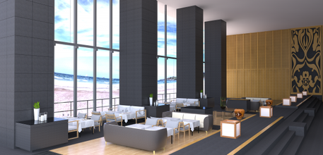 beach restaurant restaurants restaurant-interior architecture architectural interior interior-design scene 3d print model - Mito3D