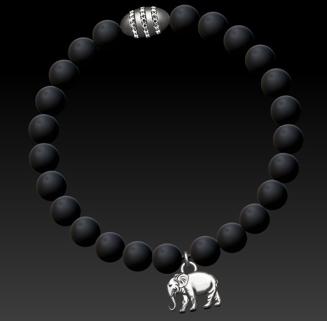 frisado bracelete da jóia talão jóias de prata ouro a moda printable elefante rhino zbrush lava os homens mulheres pulseira swarovski onyx pedra natural elegante vulcânica 3D print model - Mito3D