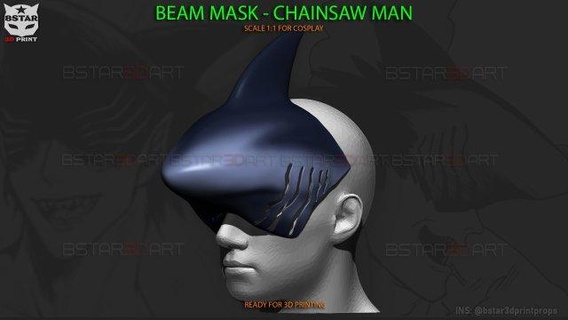 beam mask - chainsawman cosplay 3d print model in toys 3dexport helmet halloween denji shainsaw anime manga devil galgali galgalimask beammask chainsaw man games 3d print model - Mito3D