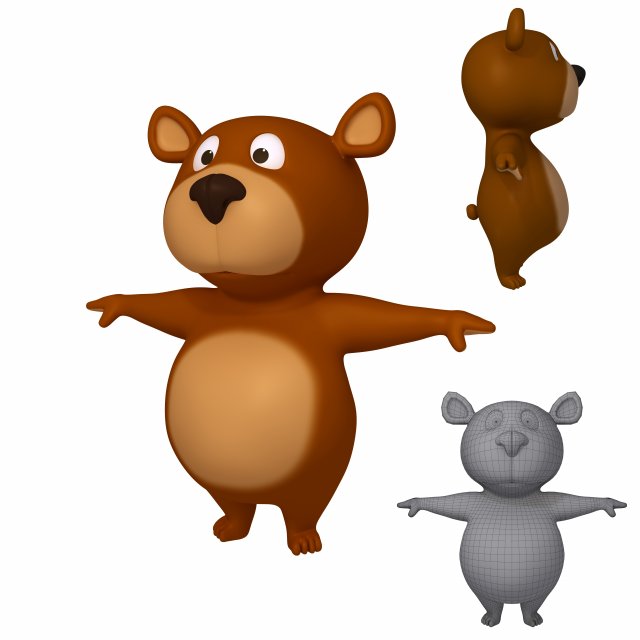 Bär Karikatur braun wild Tier Wald Tiere Säugetier Charakter Spielzeug toon Zoo Teddy Grizzly Natur Kreatur Panda Pelz Kodiak 3D print model - Mito3D