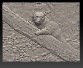 oso del bosque -alivio de la impresión 3d animal art escultura el zoológico depredador selva fauna alivio basrelief imagen escena paisaje naturaleza las esculturas 3d print model - Mito3D