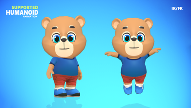 bear grizzly animated rigged teddy wild jungle zoo cartoon character baby cute game chibi lowpoly biped unity 3d humanoid 3d print model - Mito3D