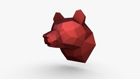 ayı baş hayvanlar 3dprinted Sanat hediye Yazdır düşük poli 3dprint hayvan dekor iç tasarım minyatürler heykel oyuncak 3d print model - Mito3D