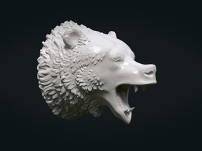 bear Kopf ii tragen trophy montiert carnivora fang fir Ungeheuer Wald grizzly 3d print model - Mito3D