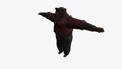 ours bûcheron animal animaux mammifère personnage grizzly homme journaux hache axeman bois pbr texturé Animé prêt jouer lowpoly 3d print model - Mito3D